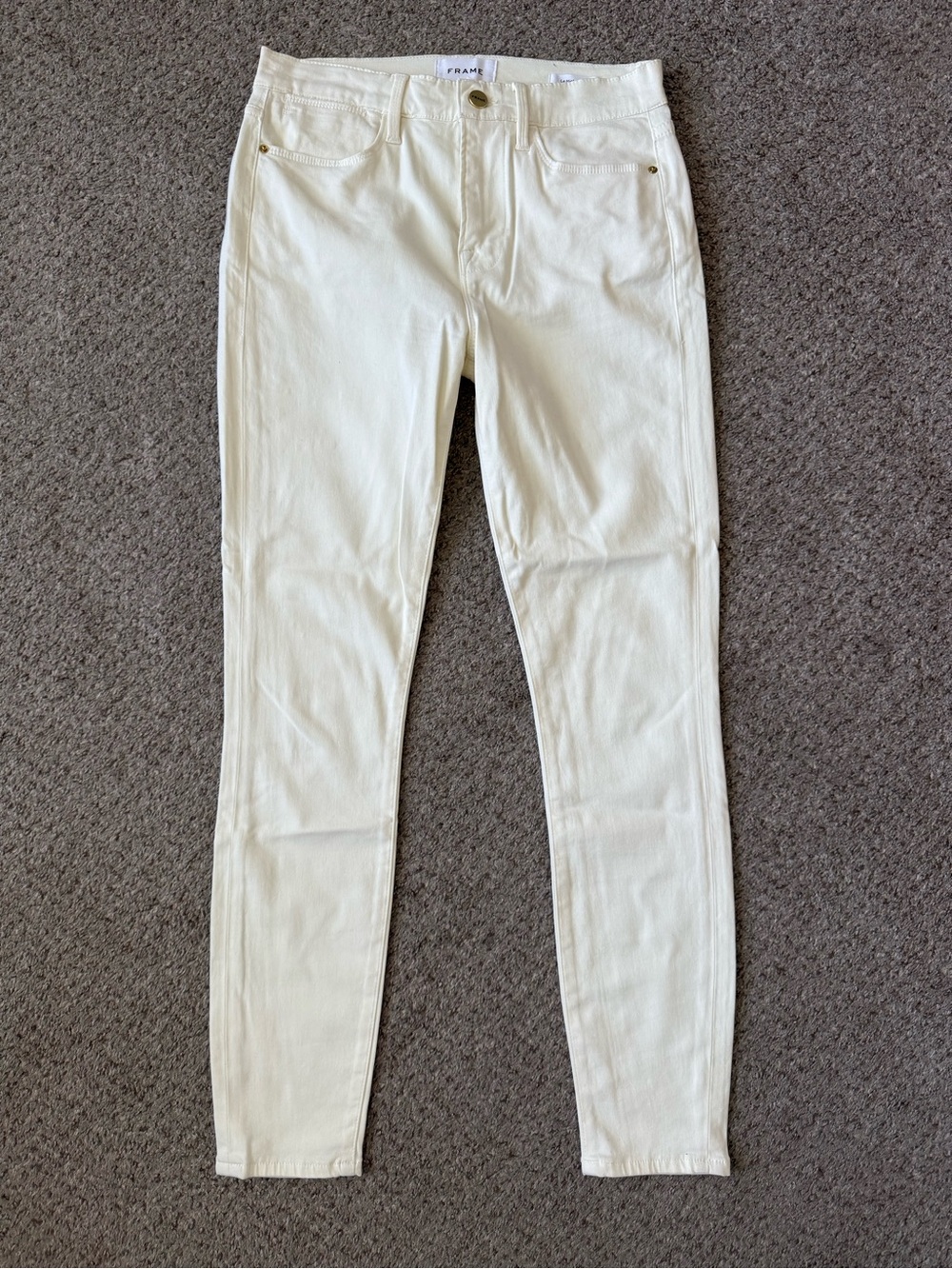 Frame Denim Off-White High-Rise Skinny Jeans